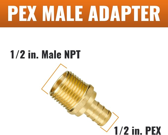 12-Pack 1/2" NPT to 1/2" PEX Male Adapter | Brass - Image 2