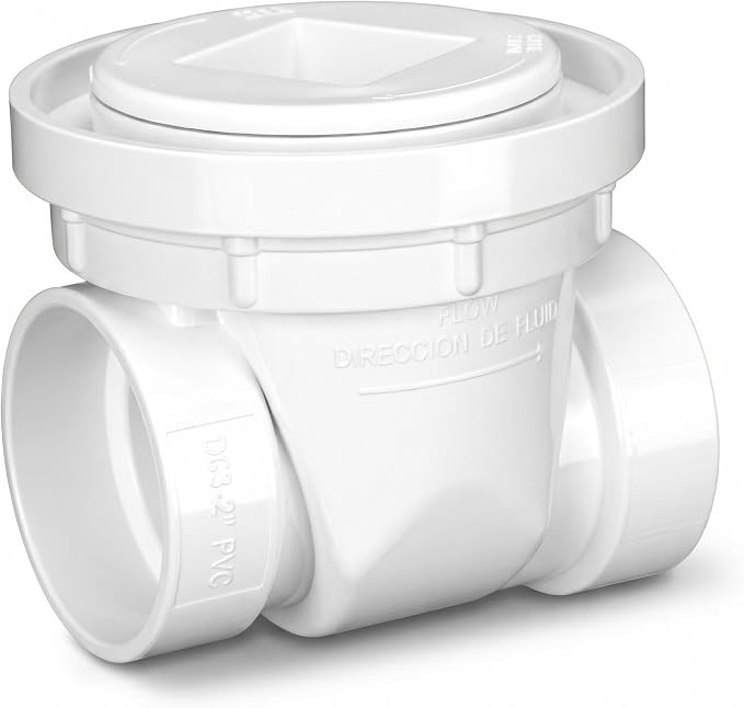 2 Inch Backwater Valve White PVC Drain Backflow Preventer by Innconee