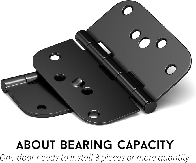 goldenwarm Black Door Hinges 4inch 3 Pack Security Door Hinges, - Image 5