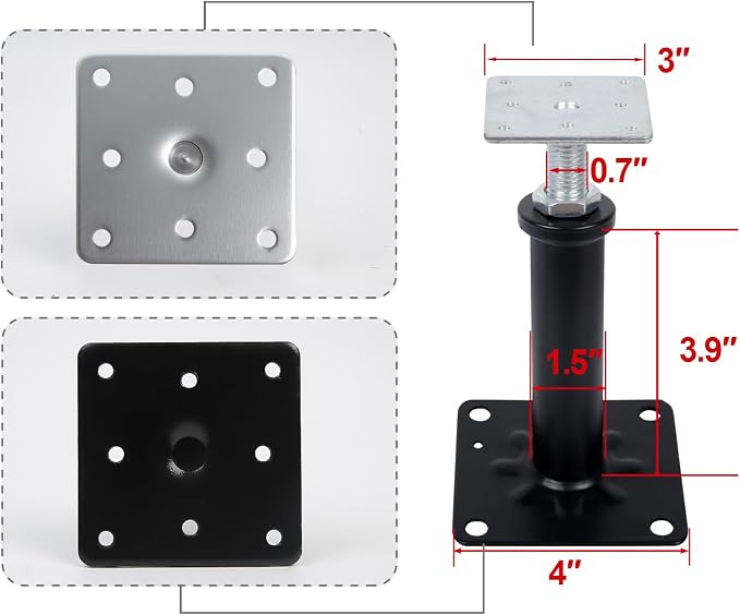 4-Pack House Floor Jacks, 5–8 Inch Adjustable Steel Posts, Suitable - Image 4