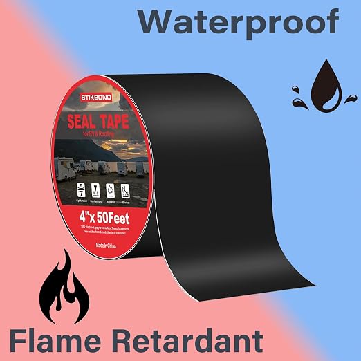 4" x 50Ft 1-Pack Black RV Sealant Tape, Waterproof Commercial Roof Tape - Image 8