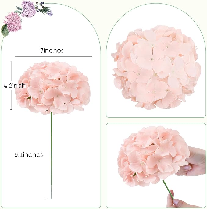 AVIVIHO 10Pcs Pink Fake Fake Flowers Hydrangea Artificial Flowers Bulk - Image 3