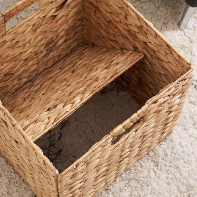 M4DECOR 12 x 12in Water Hyacinth Storage Baskets, Wicker Storage Baskets - Image 3
