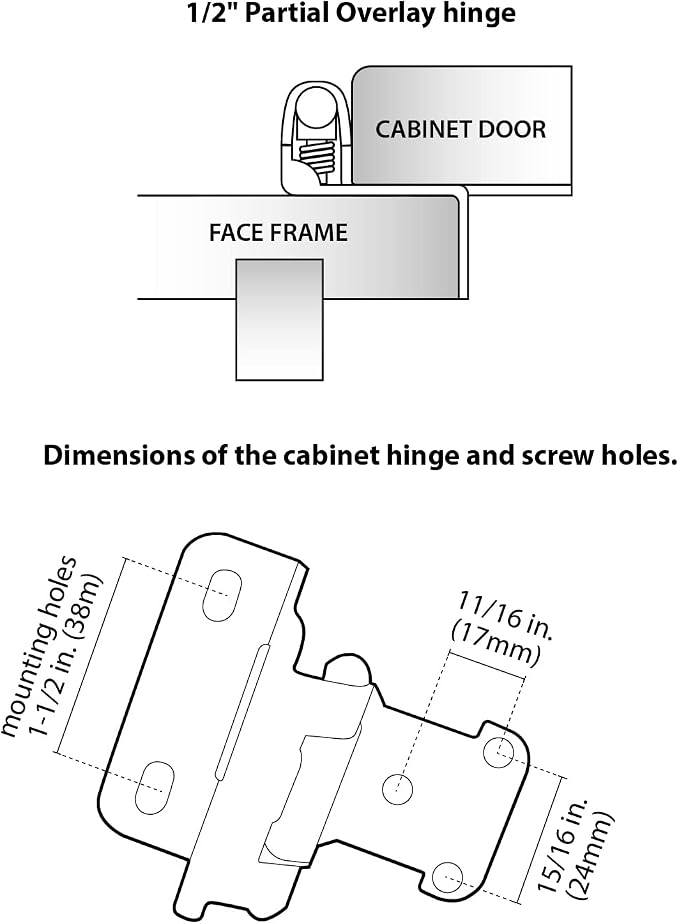 20 Pack 1/2" Overlay Brushed Gold Cabinet Hinges - Image 7