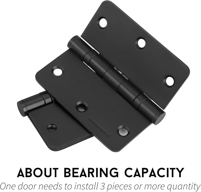 goldenwarm 3 Pack 304 Stainless Steel Door Hinges, Matte Black Non Removable - Image 5