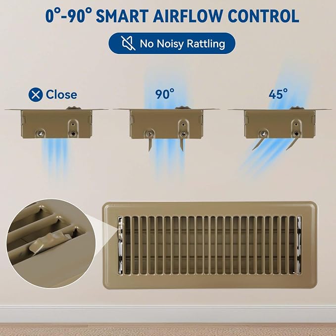 4" x 12" Floor Register Vent Covers 6Pack, Steel Floor Vent - Image 5