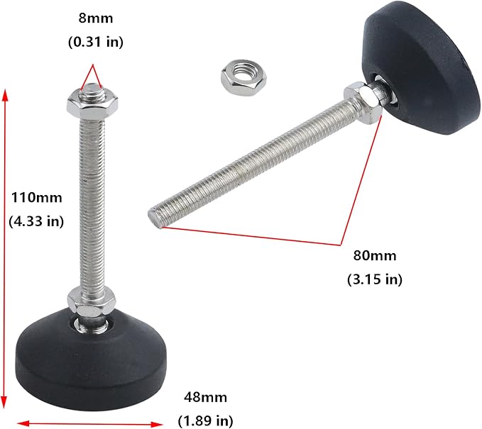 Antrader 4Pcs M8x50mm Adjustable Furniture Glides - Image 3