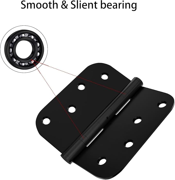 Bartuda Ball Bearing Door Hinges, Non-Removable Pin, 4x4 Inch Heavy Duty Quiet - Image 5