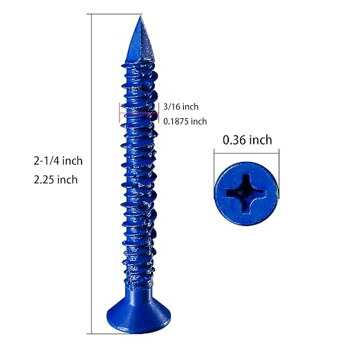 Wensilon 3/16''x2-1/4 Concrete Screw Anchor Blue Flat Head - Image 2