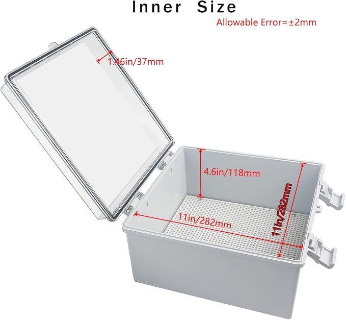 Junction Box, Hinged Grey Clear Cover IP67 Waterproof ABS Project Box - Image 3
