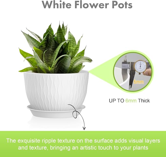 Meowell 12/10/9 inch Large Plant Pots, 3 Pack Wide Flower Pots - Image 3