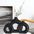 Black Ceramic Vases -for Modern Home Decor, Decorative Gift by QLOFEI