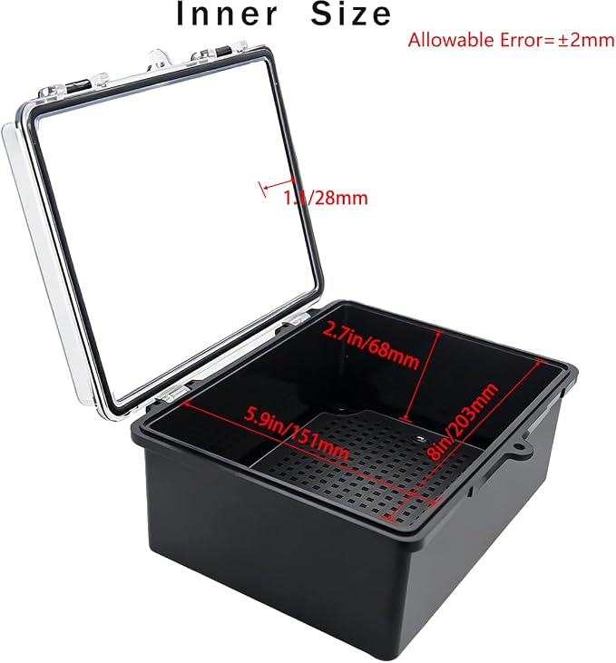 Junction Box, Hinged Black Clear Cover IP67 Waterproof ABS Project Box - Image 3