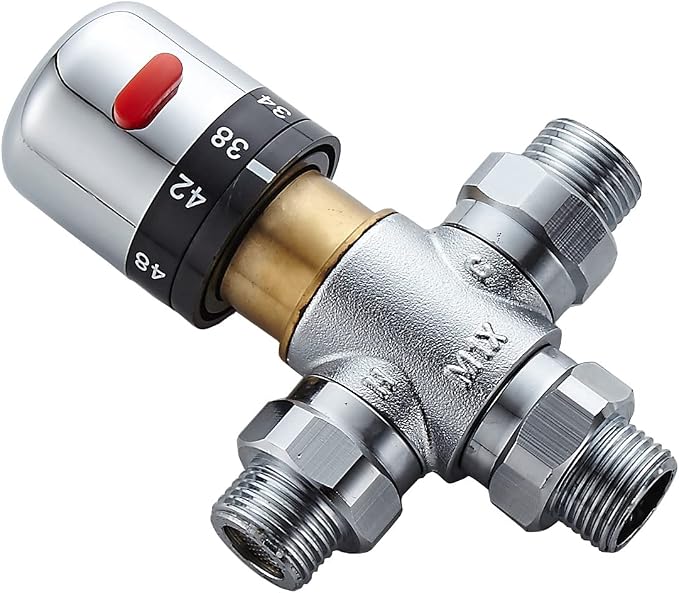3 Way Thermostatic Water Mixing Valve DN15 Anti Scald Temperature Constant | by HHOOMMEE