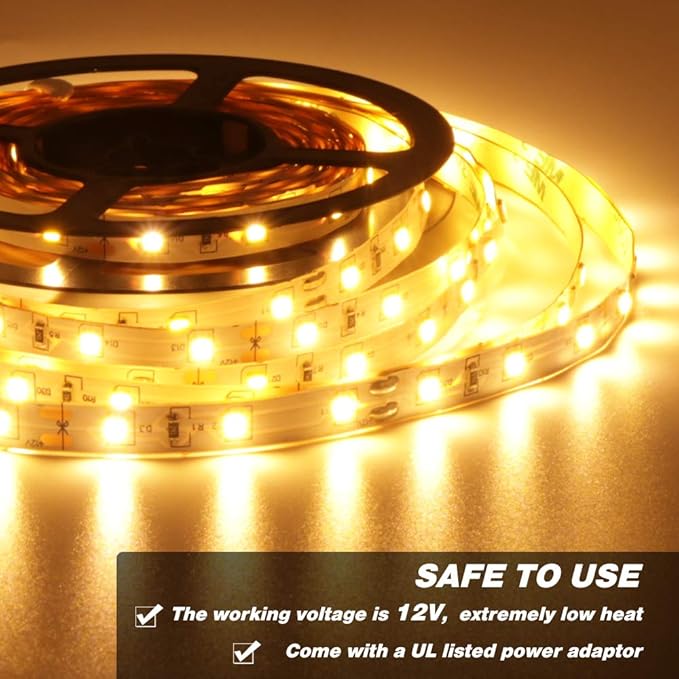 Warm LED Strip Lights, Onforu16.4ft Dimmable Strip Lighting, 3000K 5m 12v Tape - Image 2