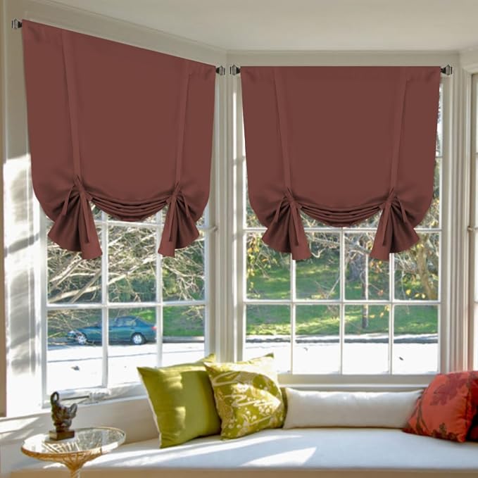H.VERSAILTEX Blackout Tie Up Curtain 2 Panels Thermal Insulated Window Shade by HVERSAILTEX