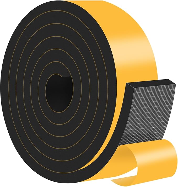 Door Seal Strip, High Density CR Insulation Tape, 2 in x 3/8 in x 6.5Ft | by MIKONIYA