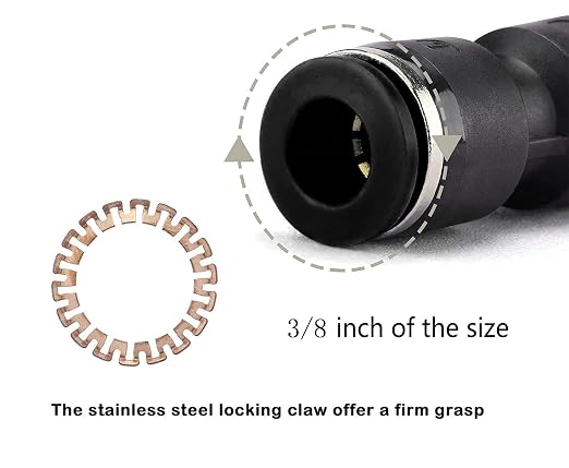 zjxed 3/8" OD x 3/8" OD Pneumatic quick Connector Push to Connect fittings - Image 3