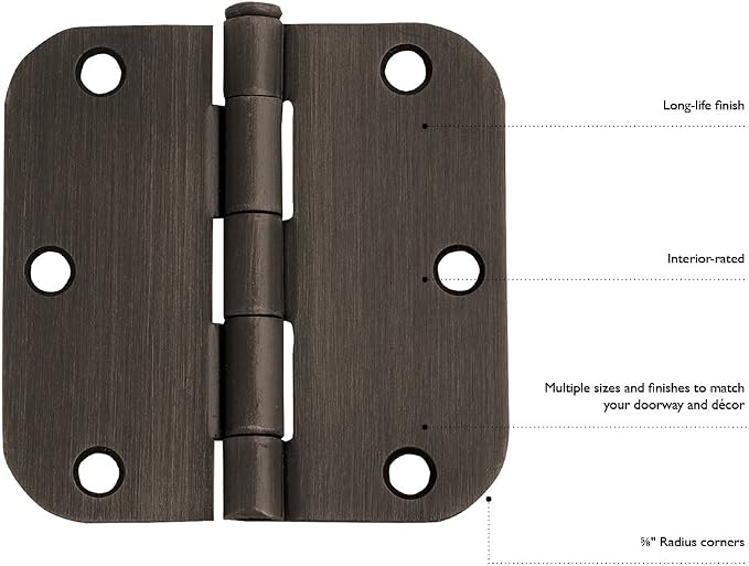 Design House Interior Door Hinge, Satin Nickel | 5/8" Radius, Traditional - Image 2