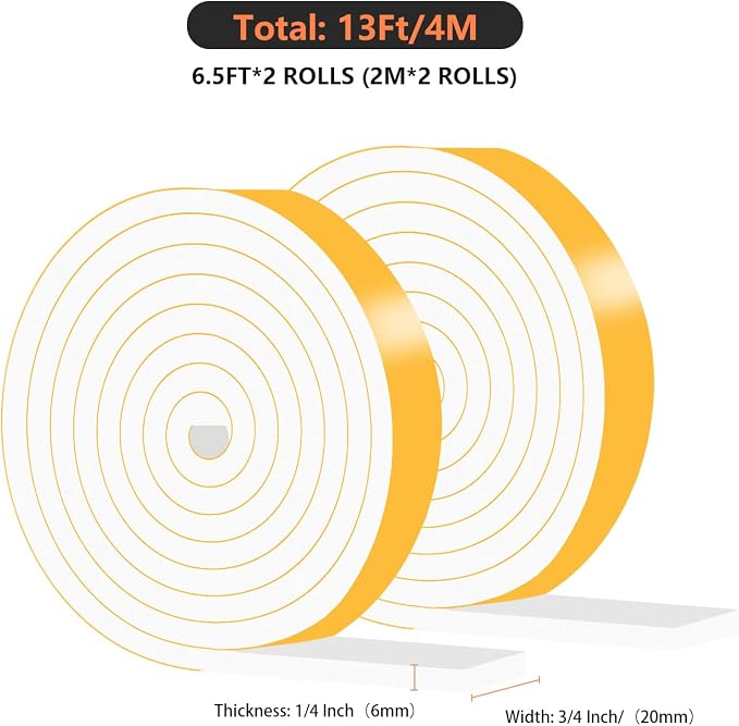 Door Seal Strip, High Density CR Insulation Tape, 3/4 in x 1/4 in x 13Ft | Air - Image 4