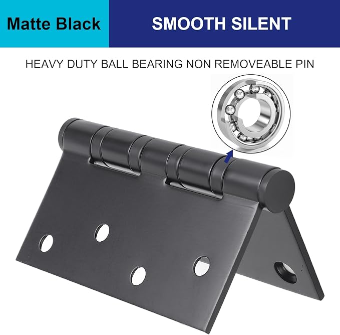 304 Stainless Steel 4" Door Hinges, Heavy Duty Ball Bearing Door Hinges - Image 3