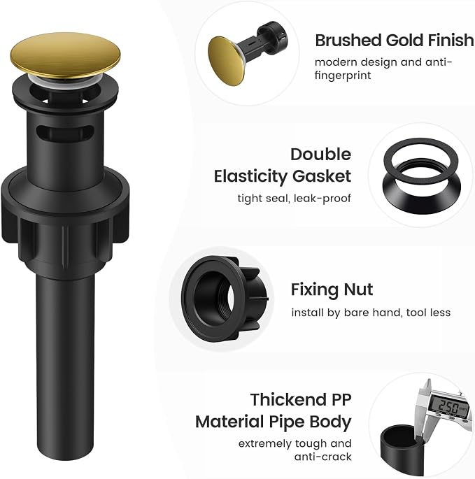 Bathroom Sink Drain with Overflow with Hair Catcher Anti-Clog Sink Strainer - Image 6
