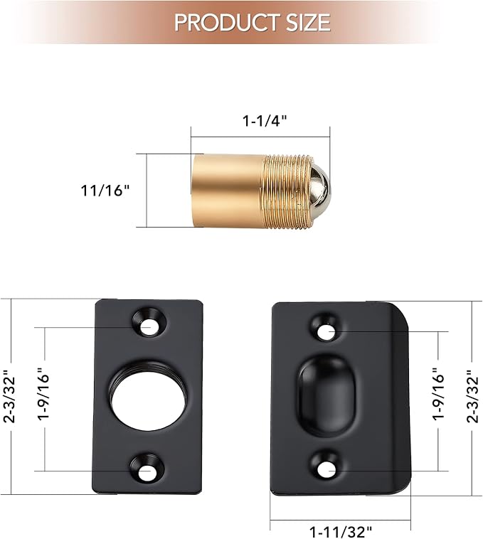 Ravinte Matte Black Door Ball Catch, Closet Door Latch Adjustable, 4 Pack | - Image 2