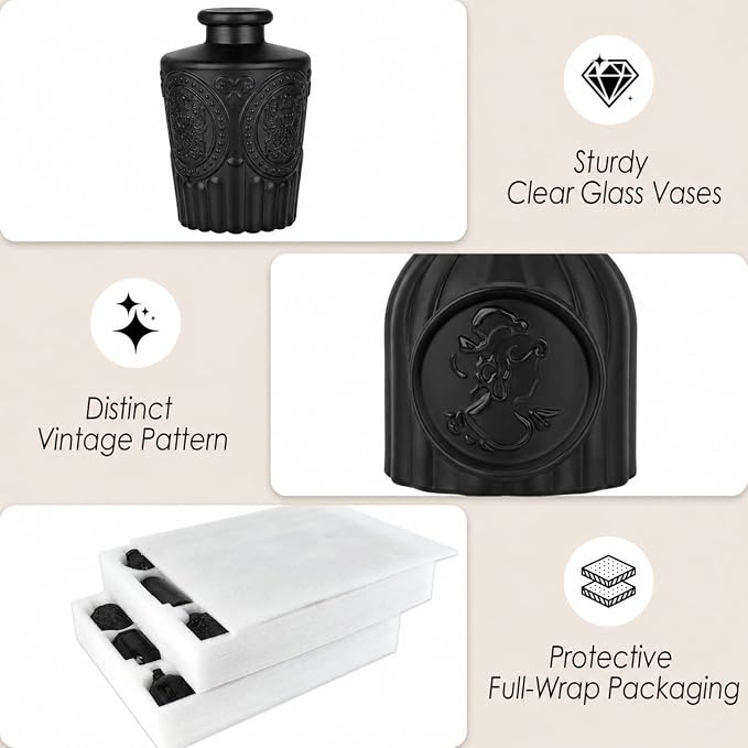 UPBUD Black Glass Bud Vases Set of 36, Mini Flower Vase - Image 8