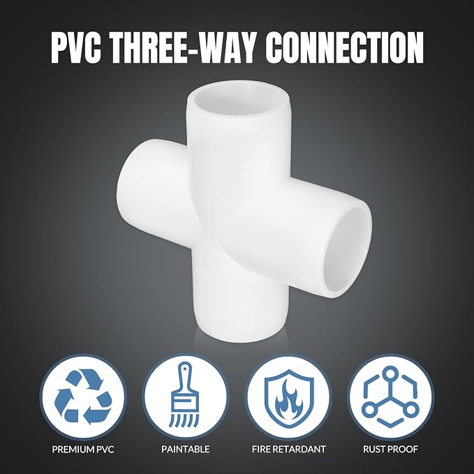 20 Pack 1/2" Cross PVC Fitting Connector, 4-Way Cross Furniture Grade Elbow - Image 4
