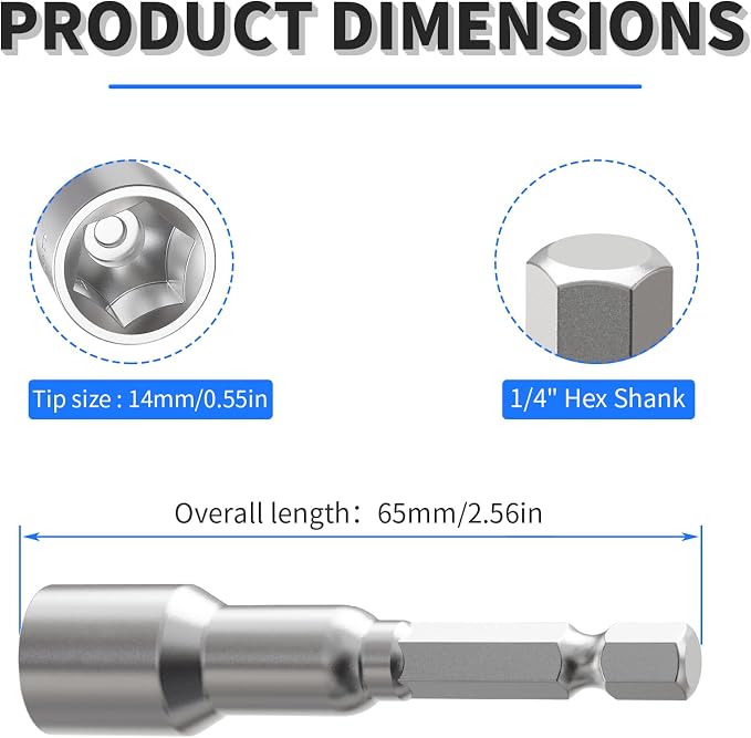 FOCKEAMS 14mm/0.55in Nut Setter Driver Drill Bit, Quick-Change, Impact Nut - Image 2