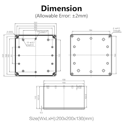 Waterproof Dustproof IP67 Junction Box DIY Case Enclosure Gray 7.9 x 7.9 x 5.1 - Image 6