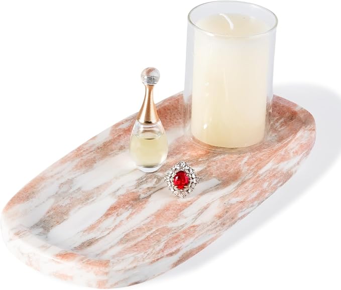 Natural Marble Tray for Bathroom Countertop, Vanity Tray for Decor, Marble by Koville