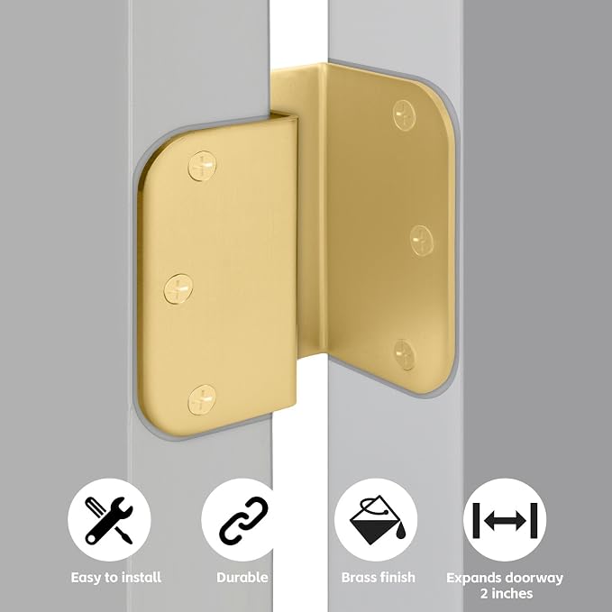 12 Pack Gold Offset Hinges 3.5 Inch Expandable Door Hinges Heavy Duty - Image 4