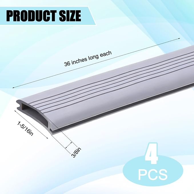 4 Pcs 36 Inch Door Threshold Seal Vinyl Bottom Door Seal 1-5/16 x 3/8 Inch - Image 2