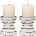 Candle Holder for Pillar Candle Set of 2, Farmhouse Wood Candle Holder by CEDARLUX