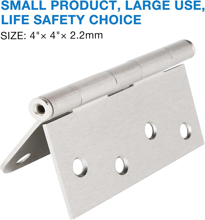 3 Pack Door Hinges Satin Nickel 4" Square Rounded and 5/8" Radius Corners | - Image 6