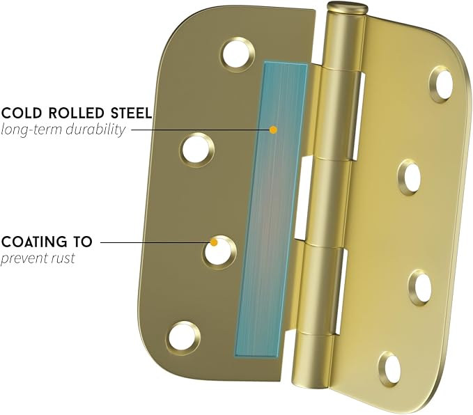 goldenwarm 6 Pack Door Hinge Satin Brass Residential Heavy Duty Iron Door Hinges - Image 3