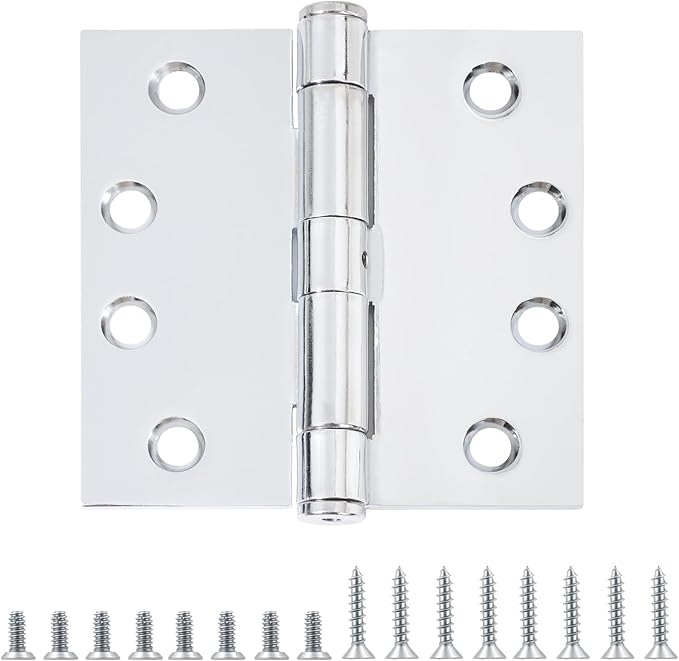TDCHINGES Heavy Duty Door Hinges 4.5 Inch x 4 1/2" Polished Chrome Square | by TDCHINGES