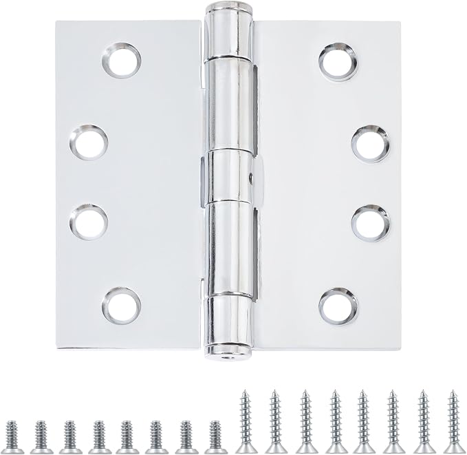 TDCHINGES Heavy Duty Door Hinges 4.5 Inch x 4 1/2" Polished Chrome Square | 2 by TDCHINGES