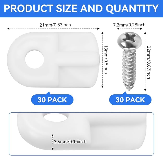 30 Pack Window Screen Clips, L 5766 Flush Window Screen Holder Clips, Storm - Image 3