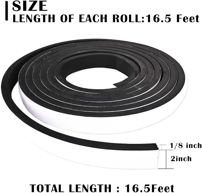 2" Wide x 1/8" Thick Closed Cell Weather Stripping, Sponge Rubber Foam Tape - Image 2