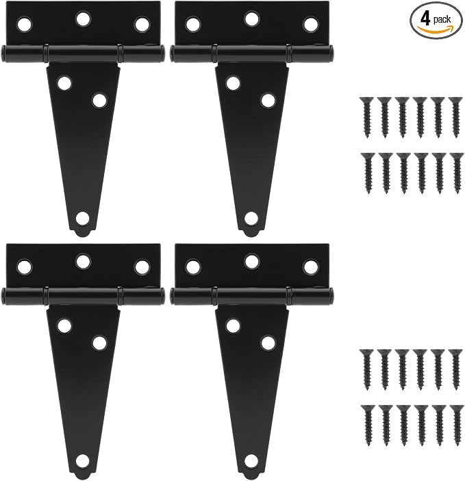 HILLMASTER 4 Inch T-Strap Hinges Shed Window Door Hinges Gate Strap Hinges by HILLMASTER