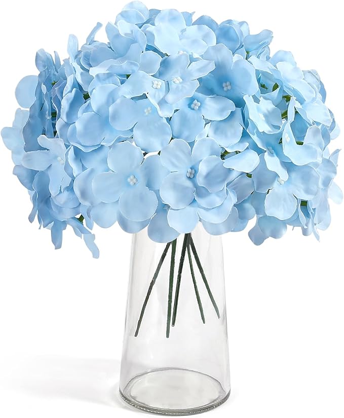 Auihiay 204Pcs Blue Hydrangea Artificial Flowers Bulk, Faux Hydrangeas | - Image 2