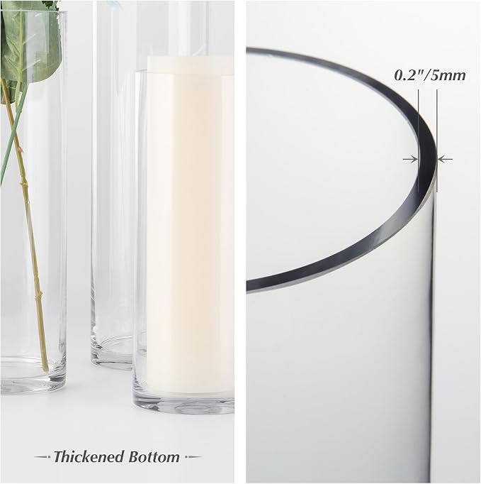 WGVI Quality Thick Weighted Clear Cylinder Glass Vases, Flower Arrangement - Image 9