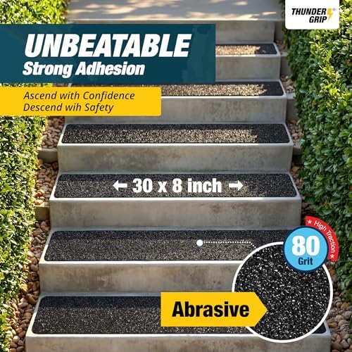 Outdoor Stair Treads Non-Slip 30" x 8" 8-Pack Waterproof 80-Grit Grip Tape - Image 3