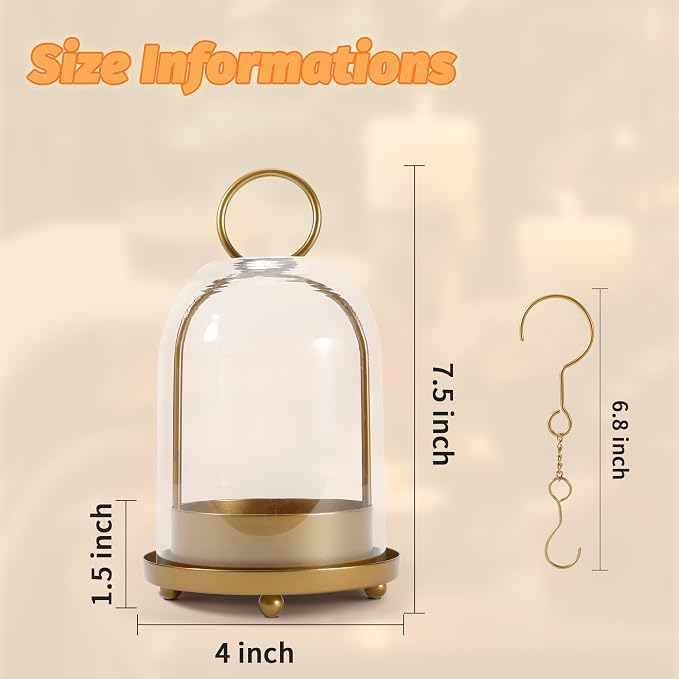 Hurricane Glass Candle Holder, Medium Brass Lanterns Hurricane Candlestick - Image 3