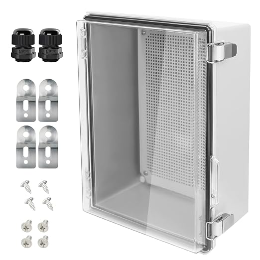 Electrical Box, IP67 Waterproof Hinged Clear Cover Stainless Steel Latch by LeMotech
