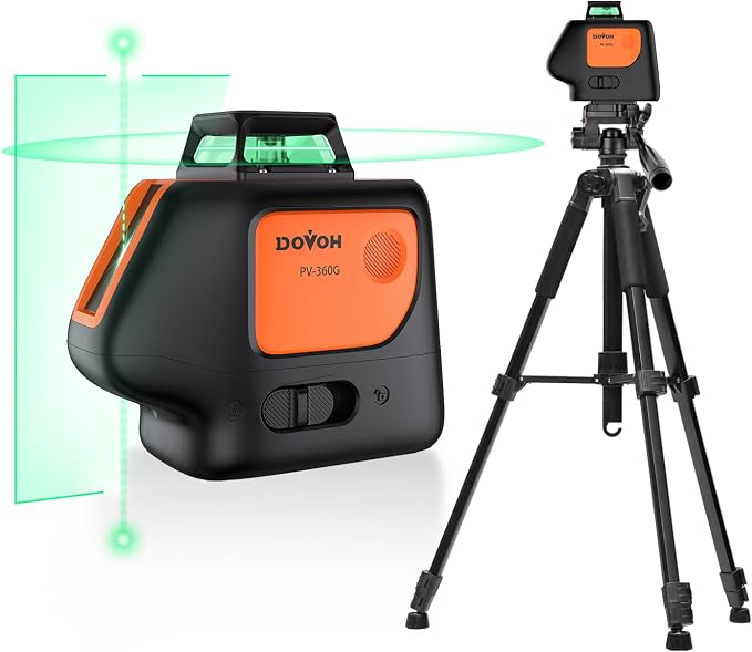 Plumb Dot Laser Level with Tripod, 360 Degree, PV-360G-KIT | 2 Plumb Points by DOVOH