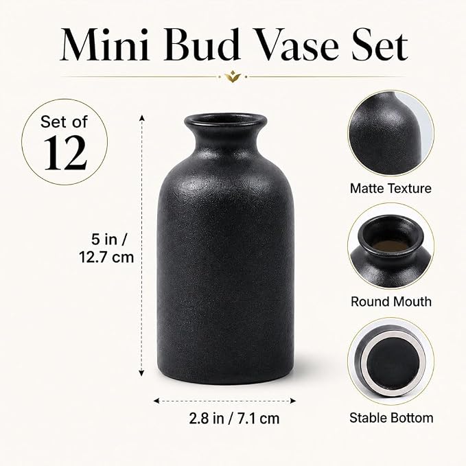 Black Bud Vases Set of 12 - Image 2