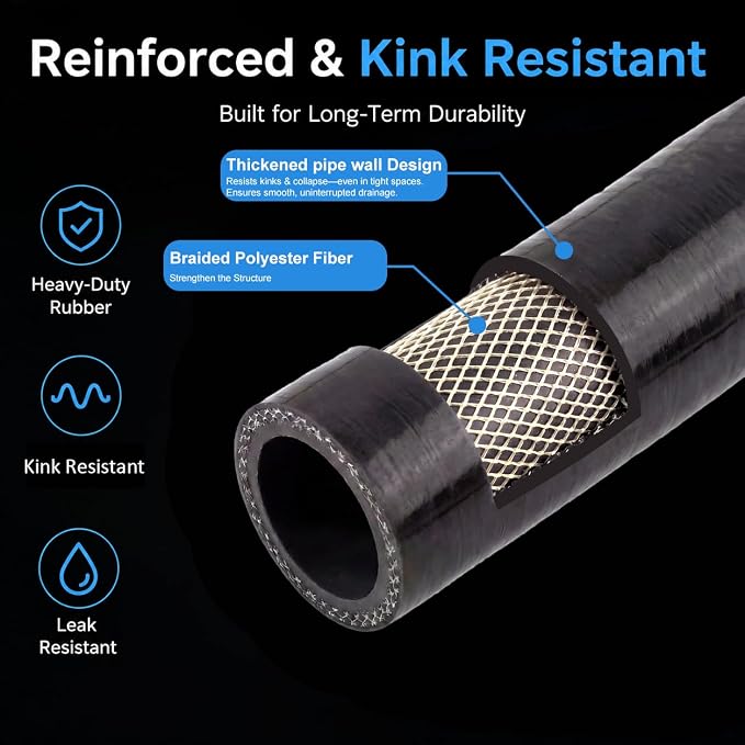 Dishwasher Discharge Hose, 6 FT Rubber Hose - Image 7